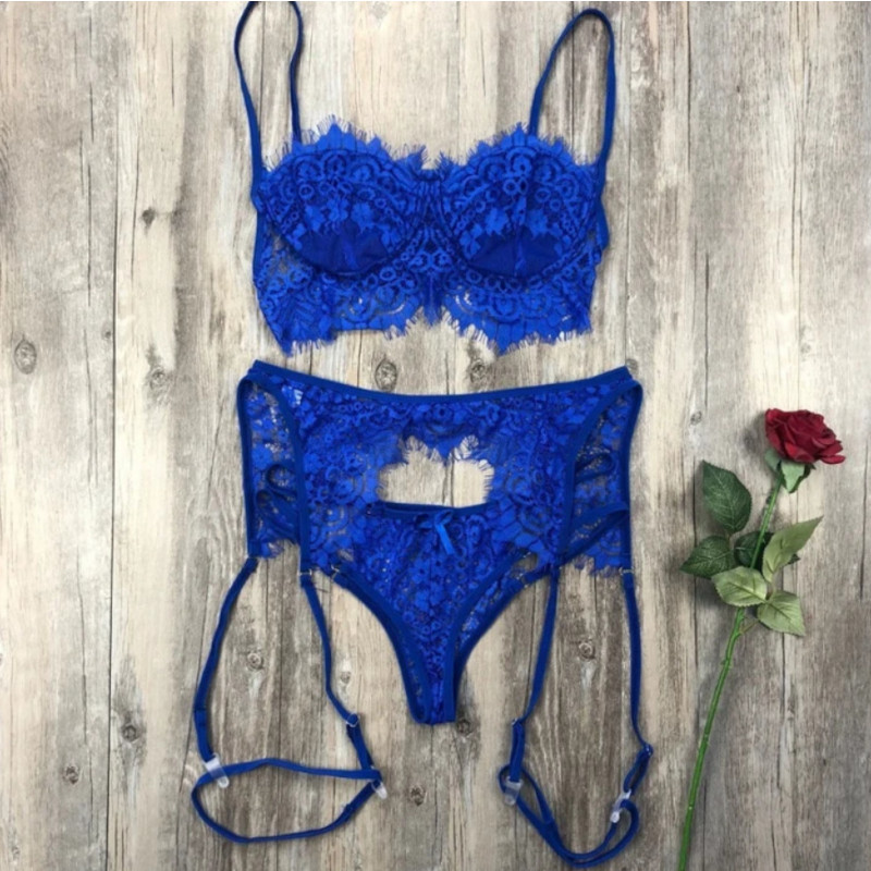 SEXY KOMPLET BIELIZNA KORONKA STANIK FIGI KOLORY Model P177