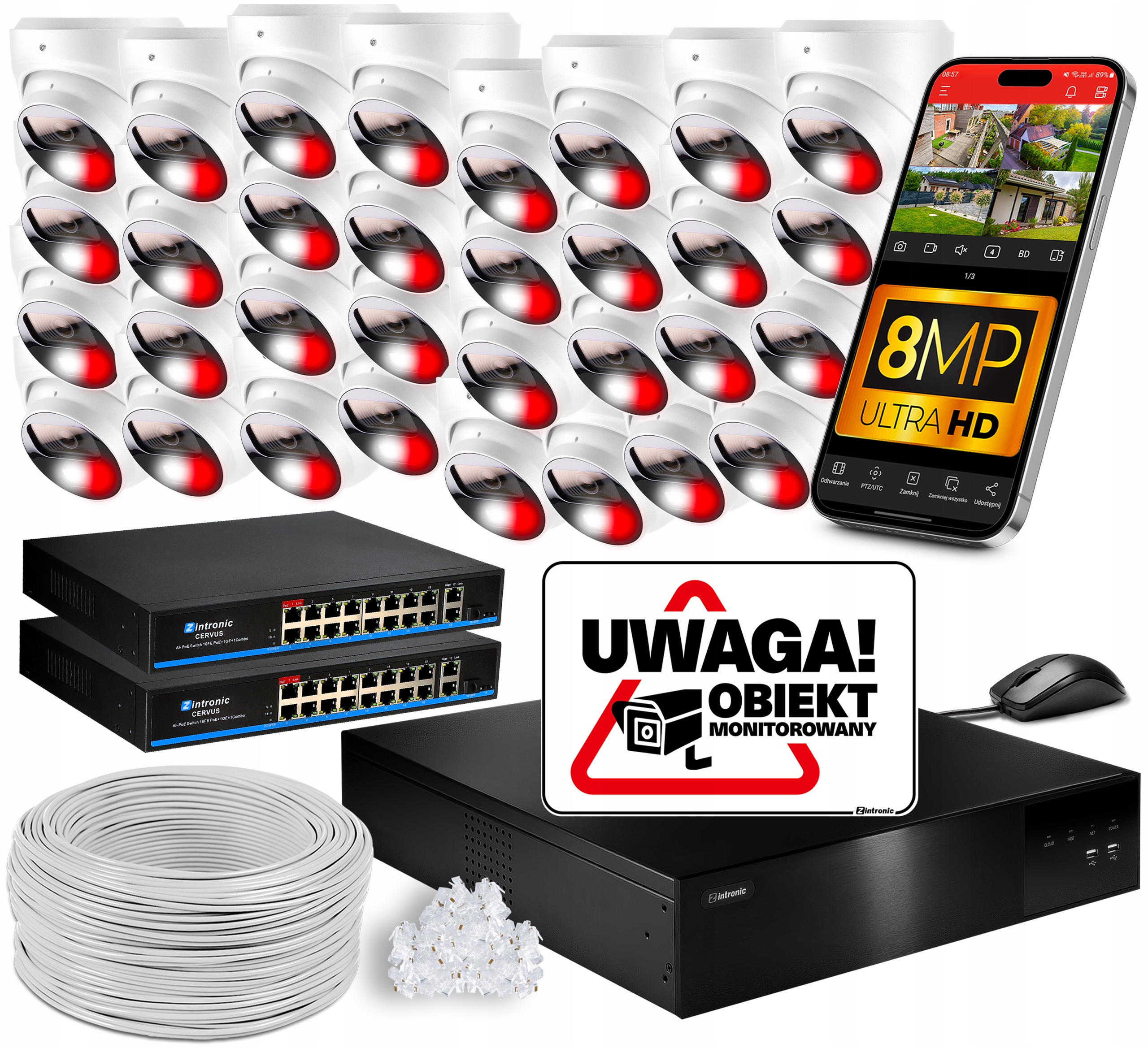 Sada na monitorovanie 32 kamier Poe 4K Uhd 8MPx Bez Audio Disku Switch