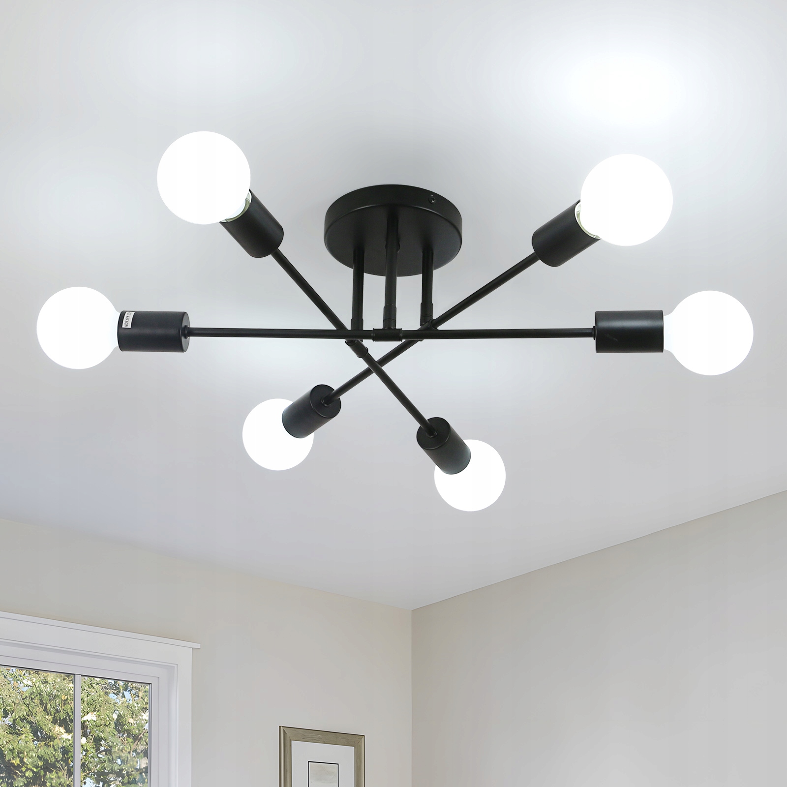 Lampa Sufitowa Wisząca E27 Zyrandol Loft Czarny Nowoczesny