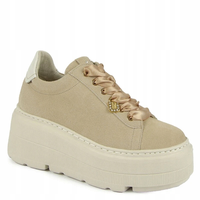 Karino 5711 Béžové Kožené Tenisky Na Silné Podrážce 40