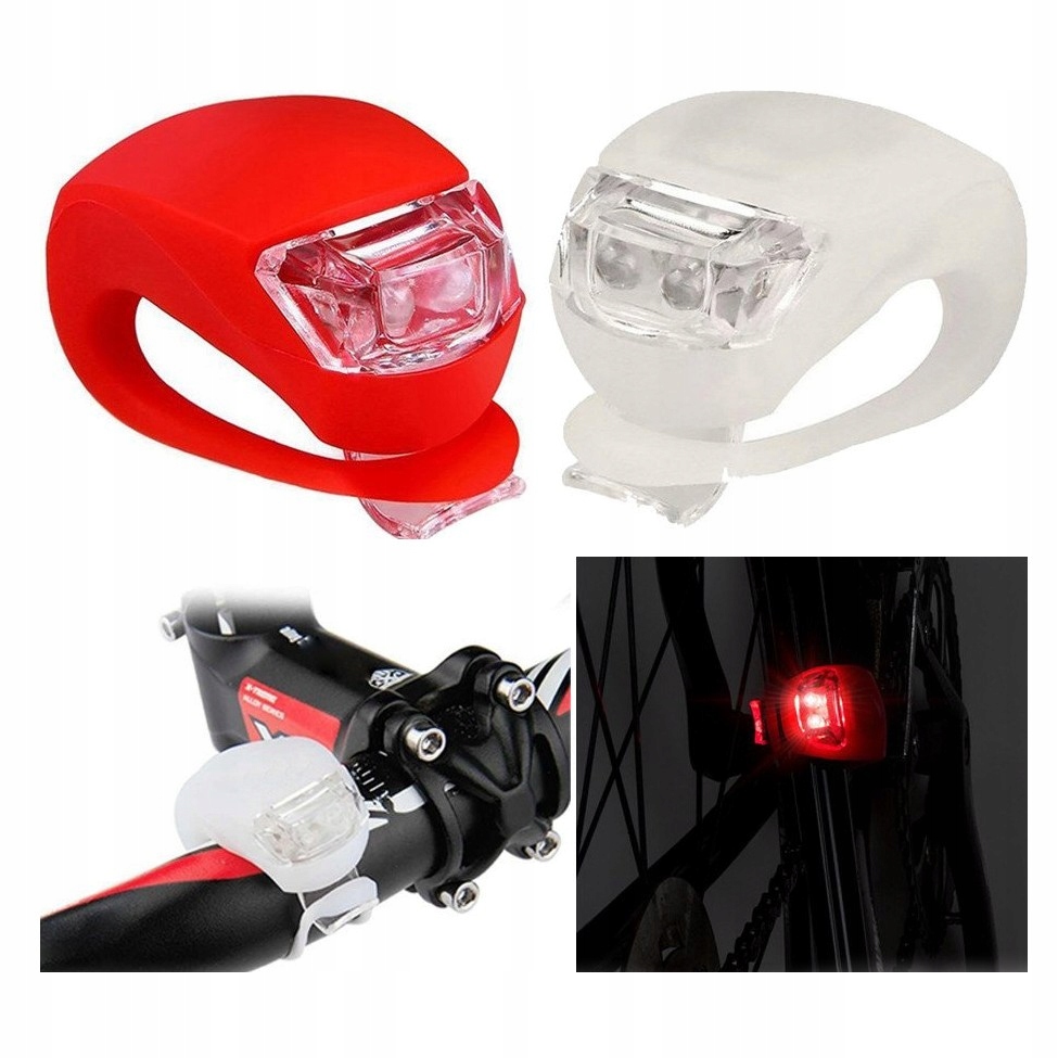 LAMPKI ROWEROWE SILIKONOWE NA ROWER LED RED WHITE