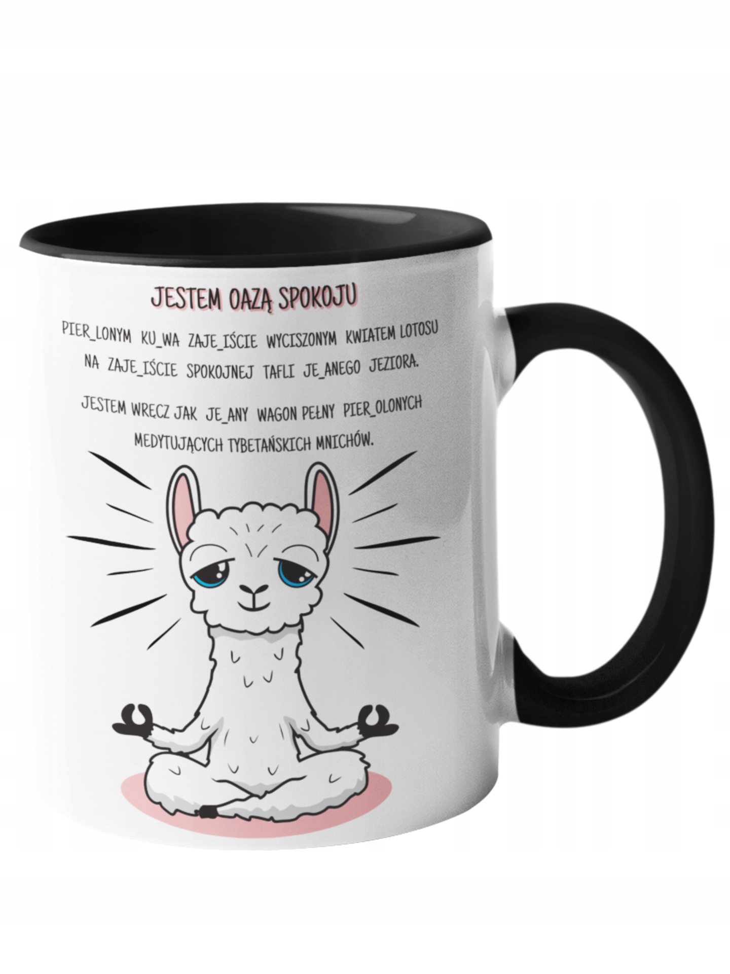 

Kubek Jestem Oazą Spokoju lama czarny