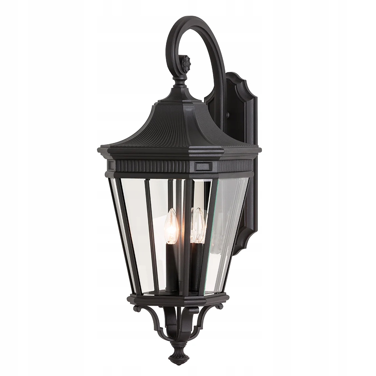 Venkovní zahradní fasádní svítidlo klasické černé skleněné 75 cm Feiss