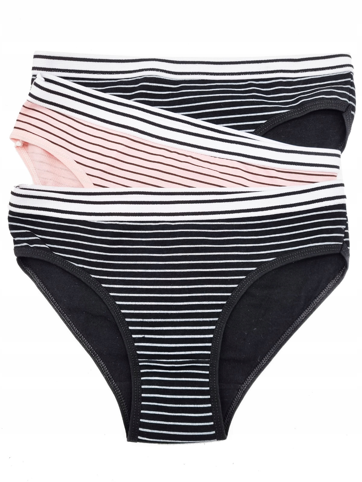 

3-PAK Majtki Damskie Bawełniane Figi w paski L