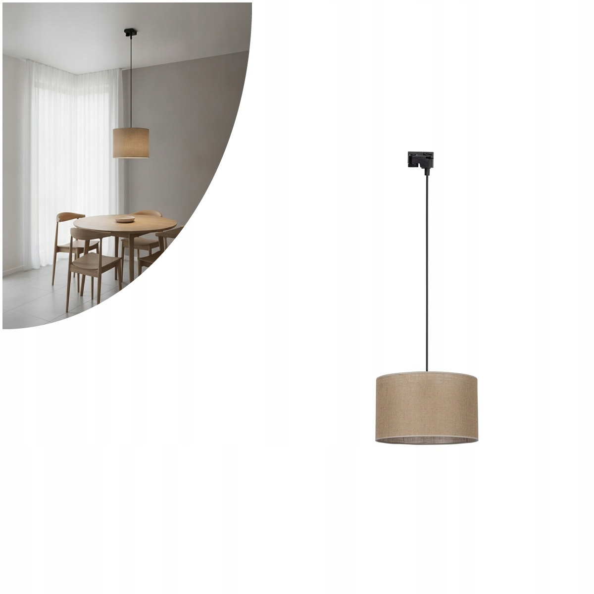 Závesná koľajnicová lampa čierna Tracer Juta moderná nad stôl Tk Lighting