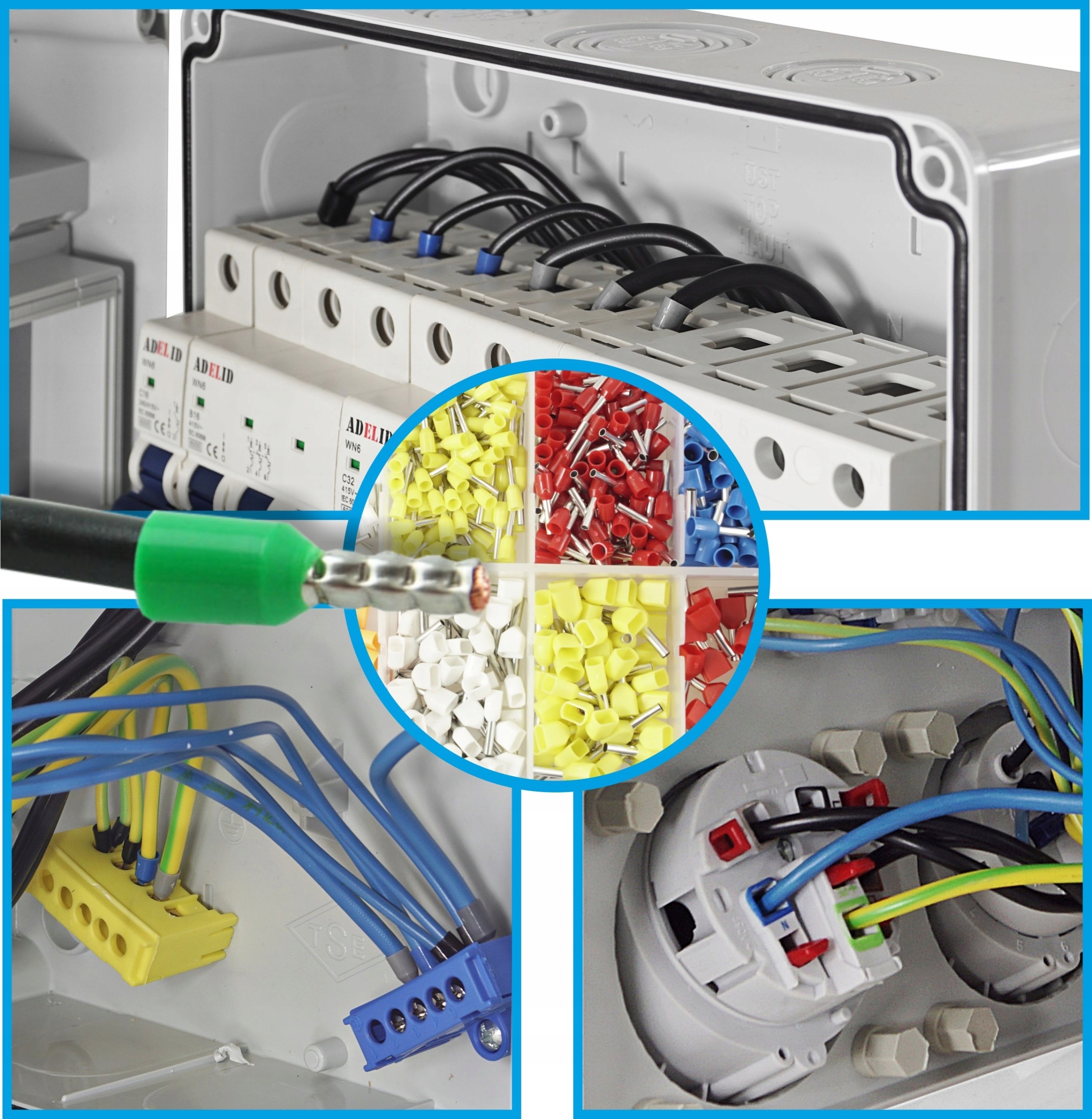 TULEJKI IZOLOWANE KOŃCÓWKI KABLOWE NA LINKĘ MIEDŹ ZESTAW 0,5-6,0mm2 800szt Marka Adelid