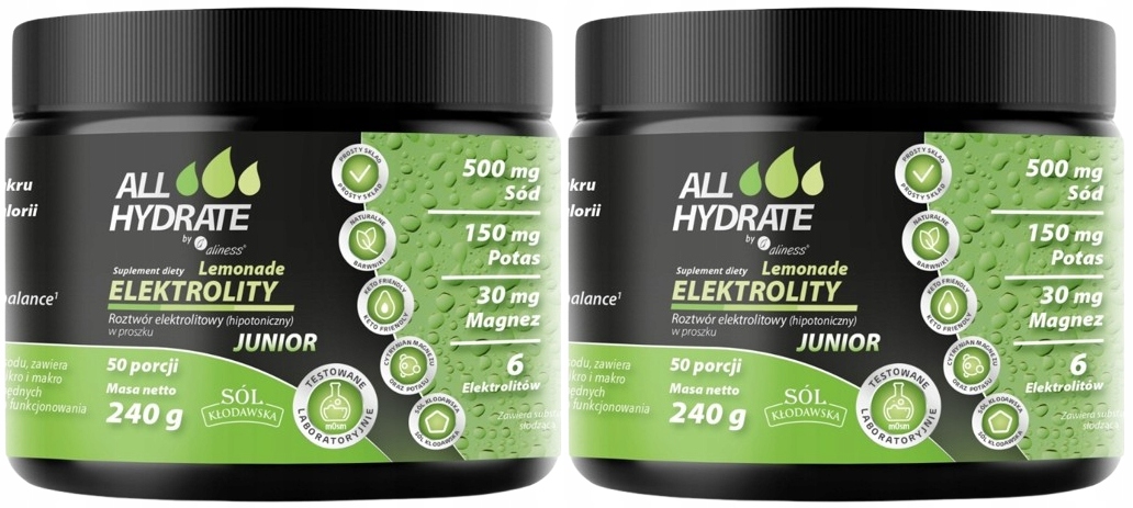 AllHydrate Elektrolyty Junior Lemonade 240 g Energie Hydratace 2x50 porcí