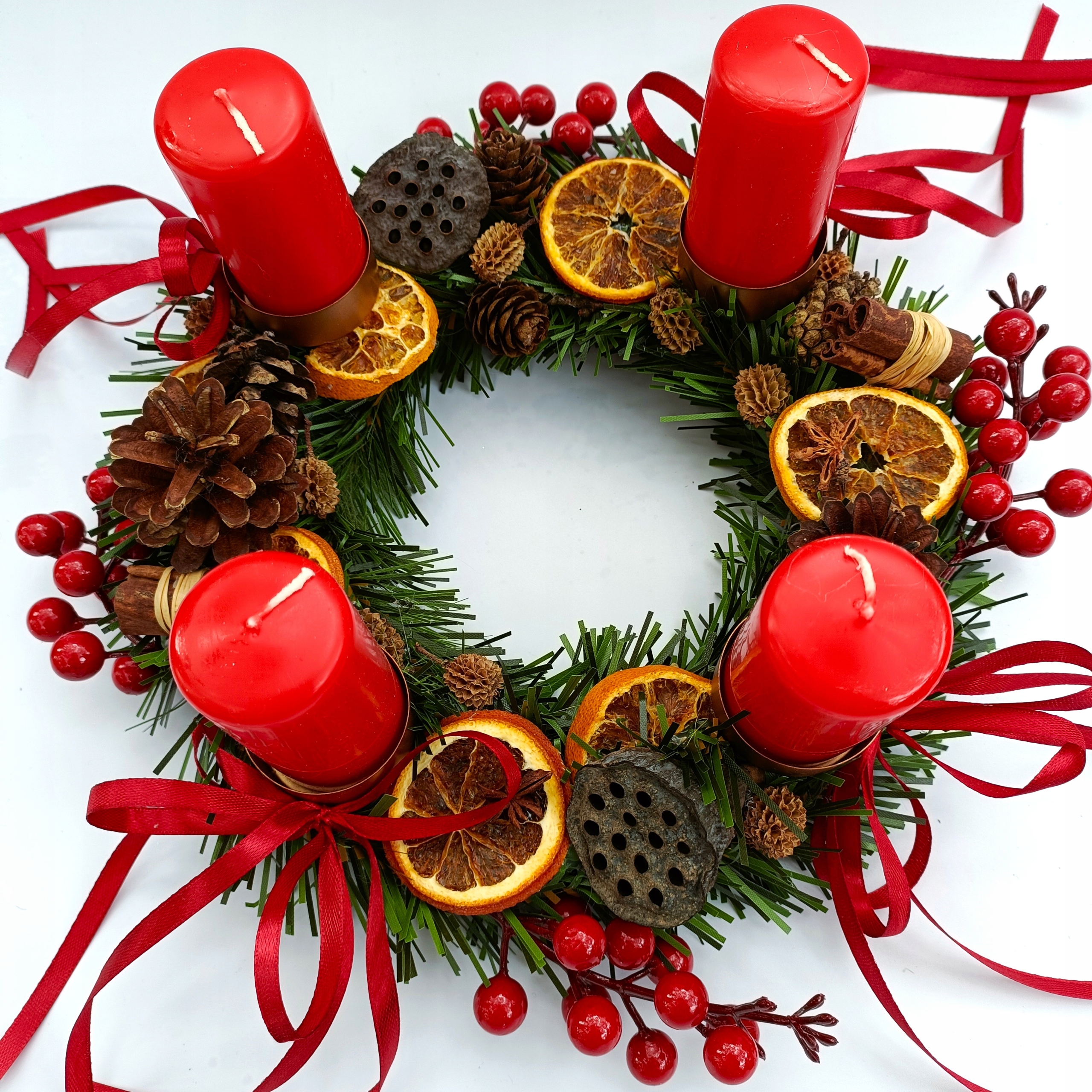 ŚWIĄTECZNY STROIK NA STÓŁ WIGILIJNY WIANEK CZTERY ŚWIECE BOŻONARODZENIOWY