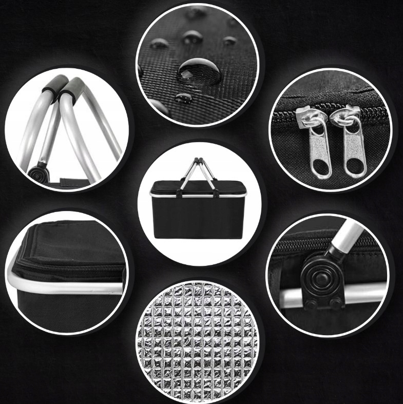 KOSZ KOSZYK PIKNIKOWY SKŁADANY TERMICZNY NA ZAKUPY NA PIKNIK PLAŻĘ ZAMYKANY Model KOSZ KOSZYK PIKNIKOWY SKŁADANY