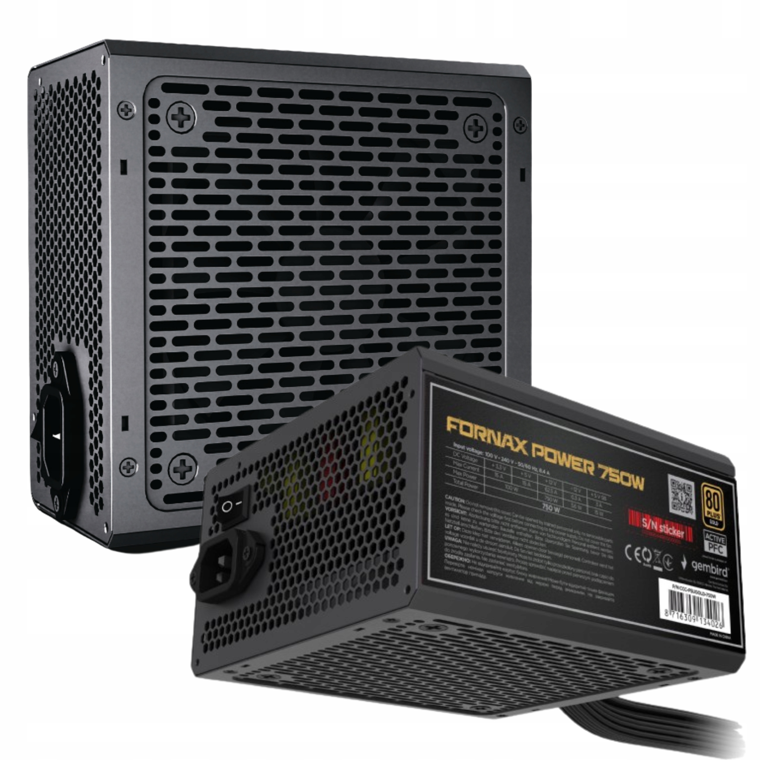 Napájací zdroj Gembird Fornax 750 W 80 Plus Bronze
