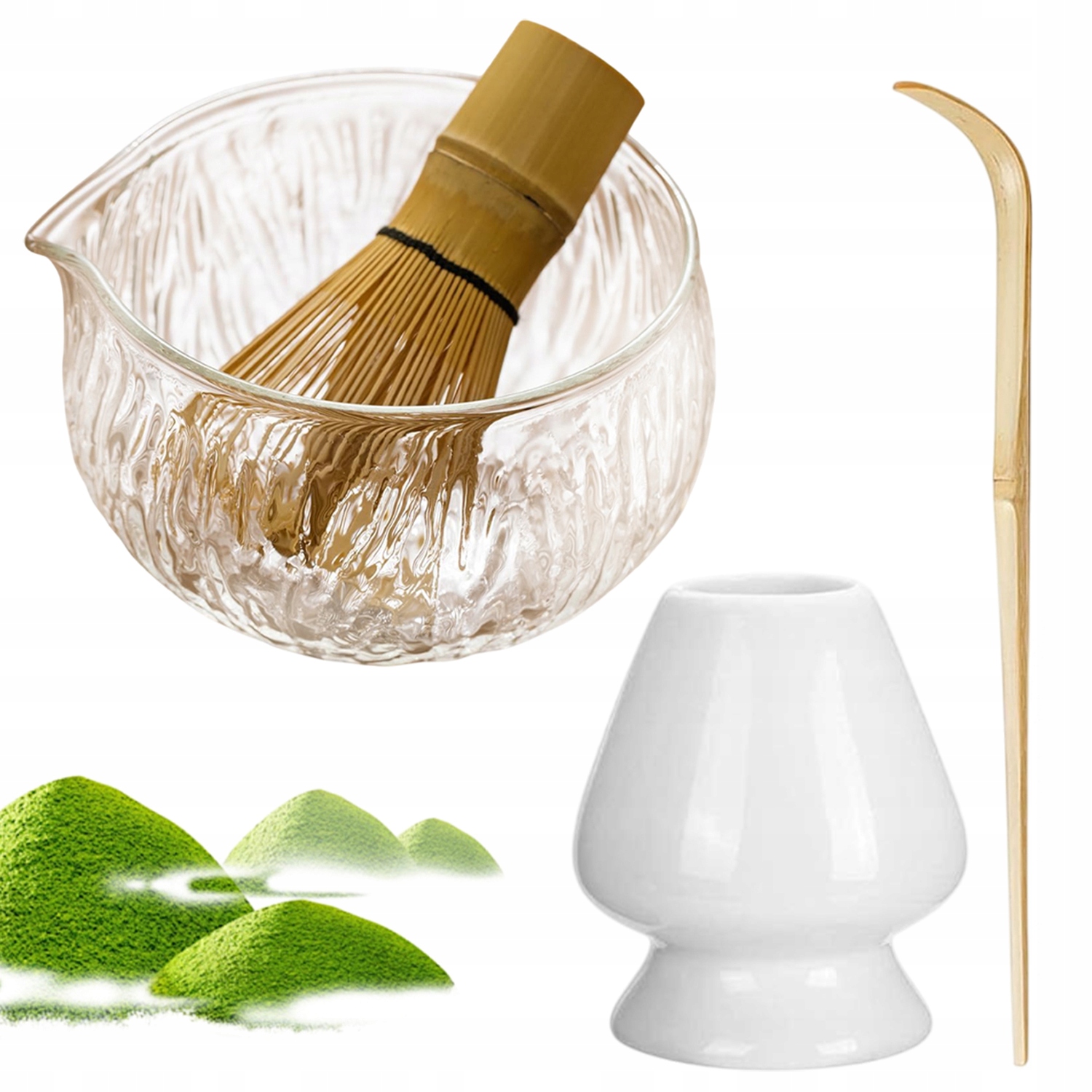 Levně Sada Metla Chasen Štětec Na Čaj Matcha 4V1 Bambusový Keramický