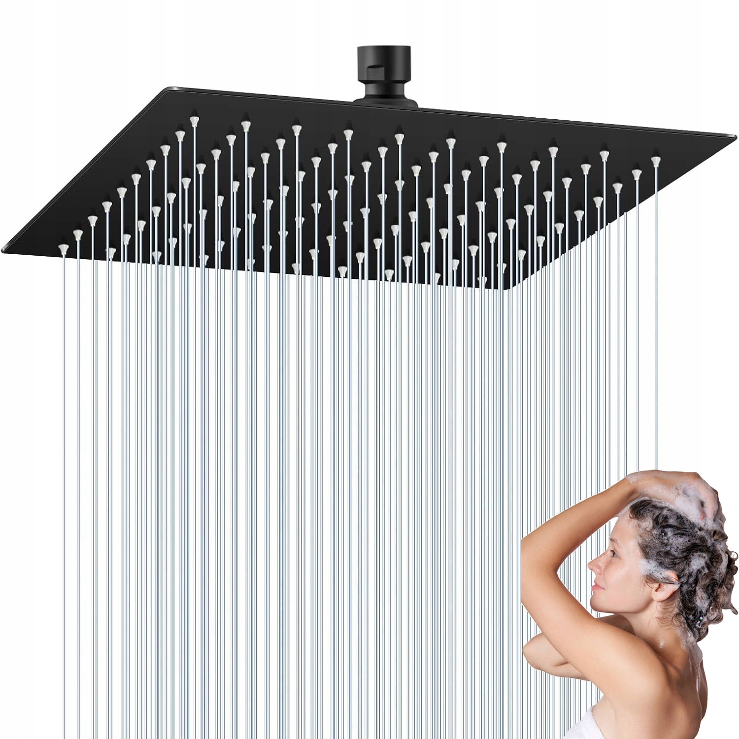 Dešťová sprcha 30x30 cm slim čtvercová nerezová 144 trysek 1/2"