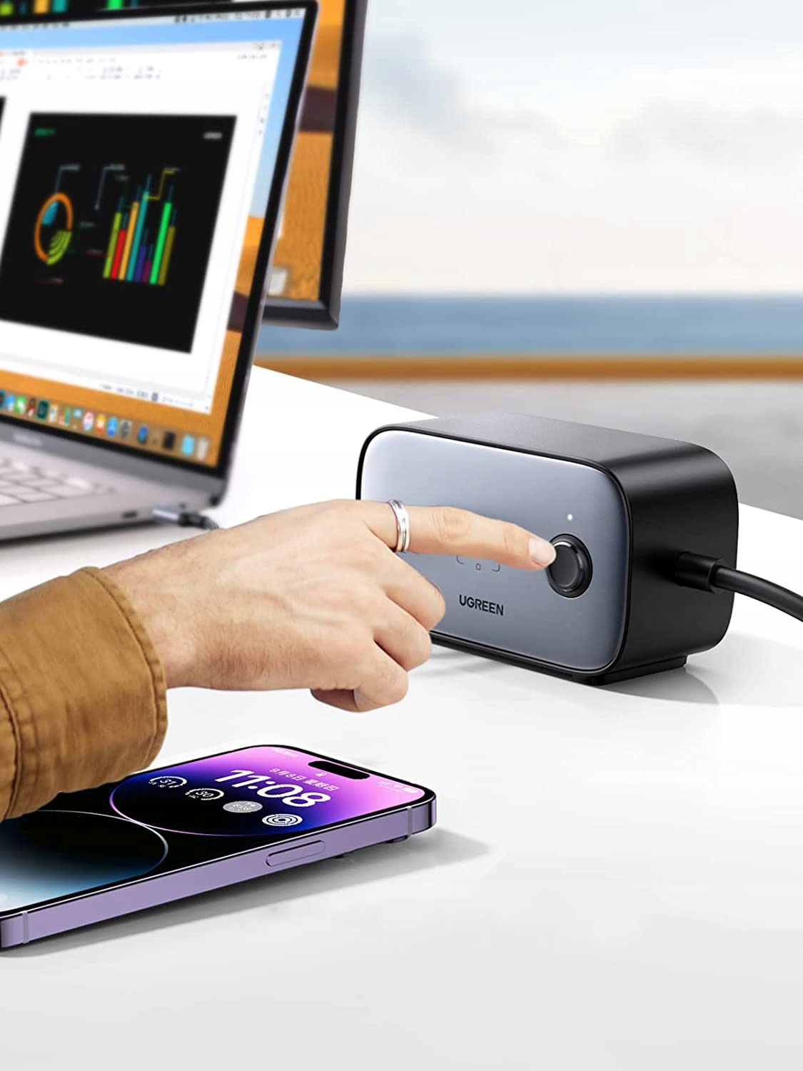 Listwa zasilająca UGREEN 3xUSB-C 1xUSB-A 3xAC 100W Kod producenta 60167