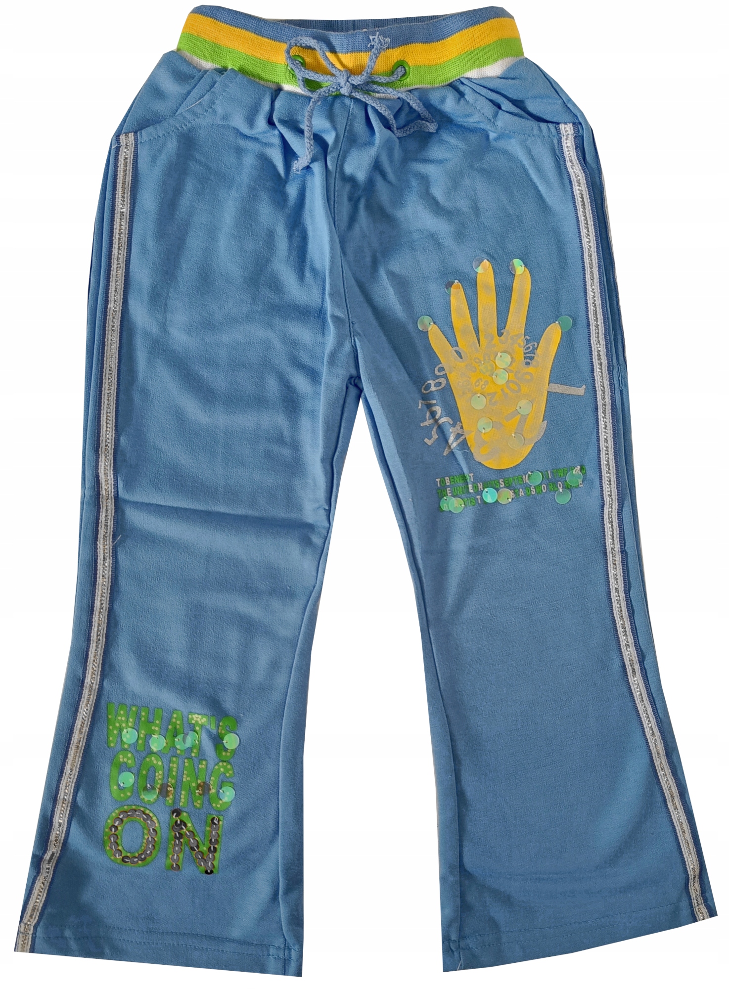 SPODNIE DZIECIĘCE DŁUGIE BAWEŁNA DRESOWE NIEBIESKIE 122 CM MODEL:1148A