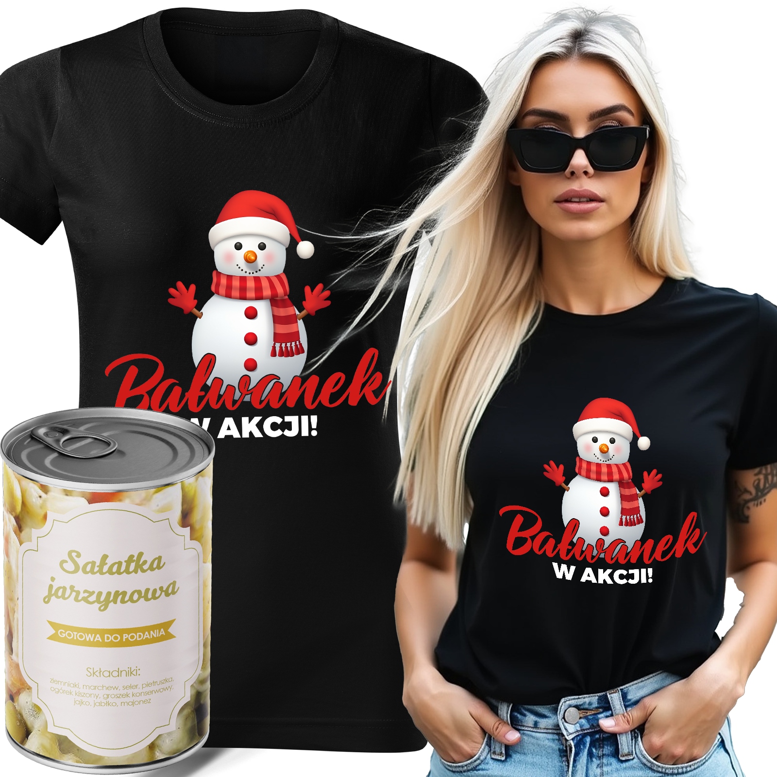 Tričko V Plechovce Zeleninové Černé Dámské Dárek K Svátku Sněhuláka V Akci L