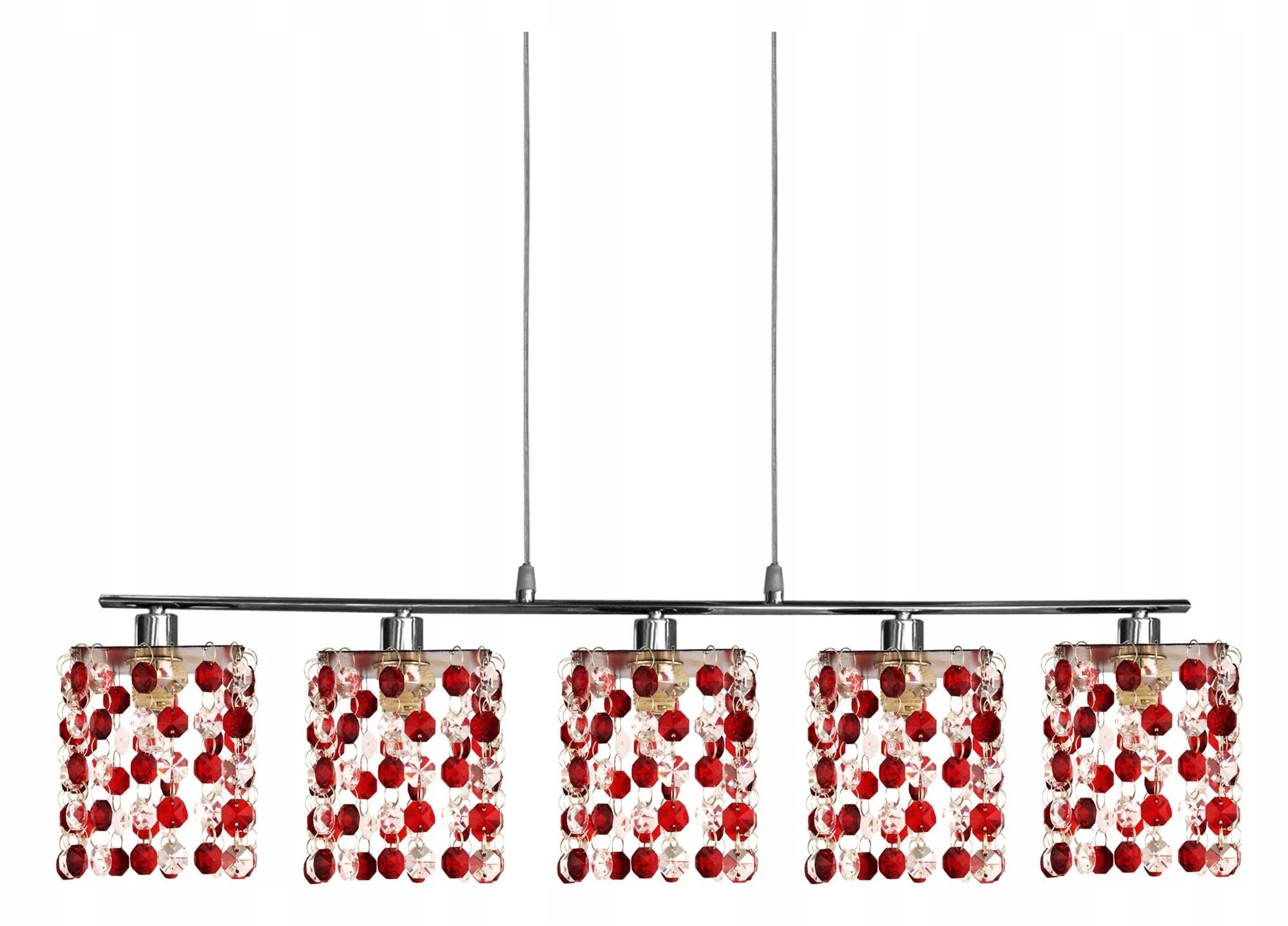 Závesná lampa chróm/červená kolík s kryštálikom 5x40W G9 C