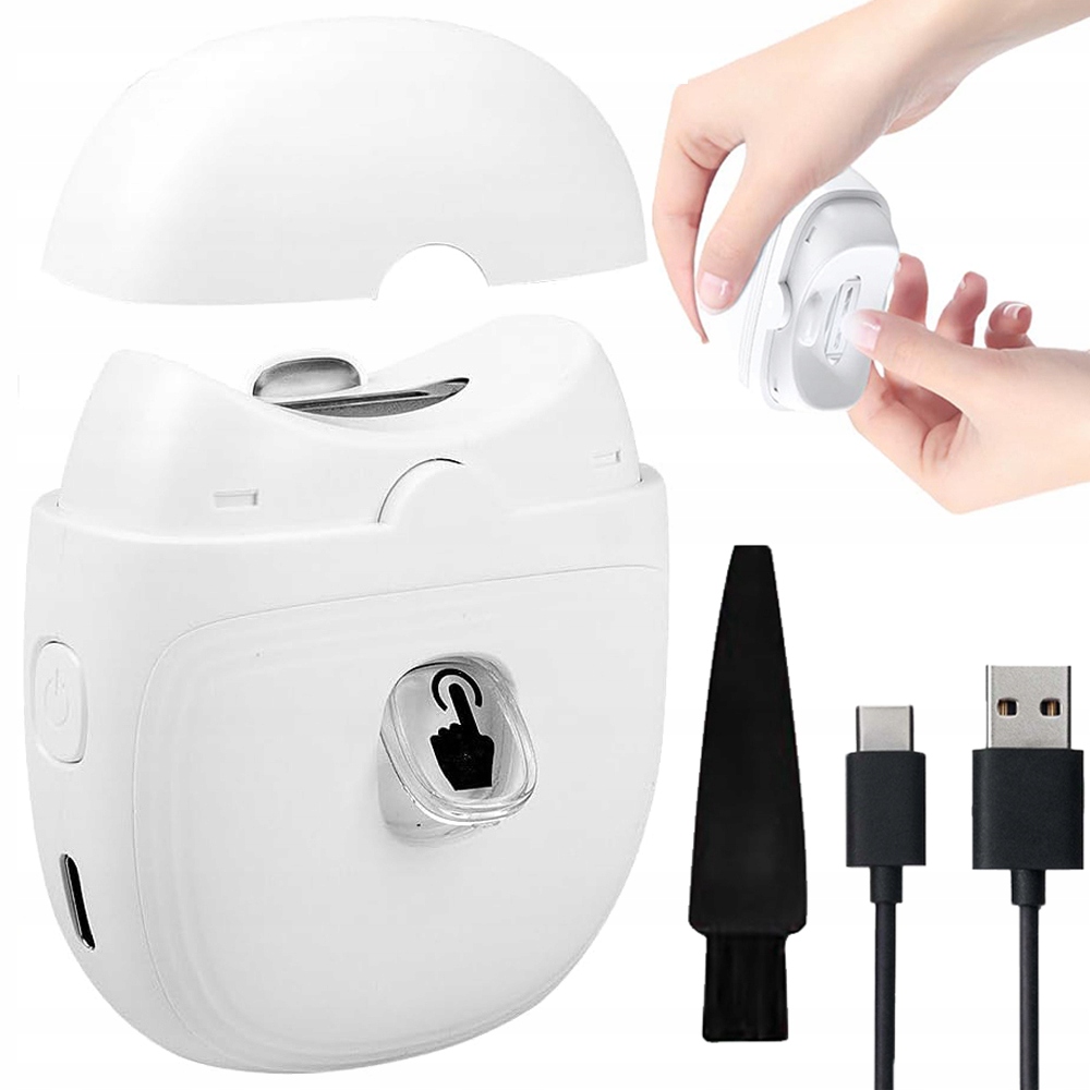 Elektrický Odstřihovač Nehtů Bruska Zastřihovač Usb Led Bílý