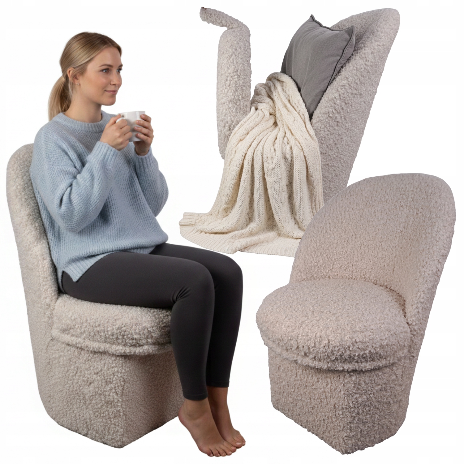 Pufa Ze Schowkiem Baranek Z Oparciem Tapicerowana Puf Fotelik Z Pojemnikiem