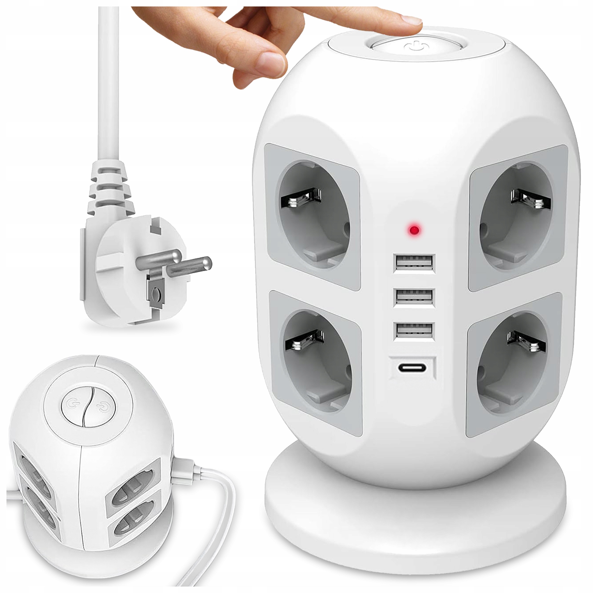 ВЕРТИКАЛЬНАЯ ПОЛОСА ПИТАНИЯ 8 РОЗЕТОК 4 USB 1,8 М УДЛИНИТЕЛЬ СПЛИТТЕР