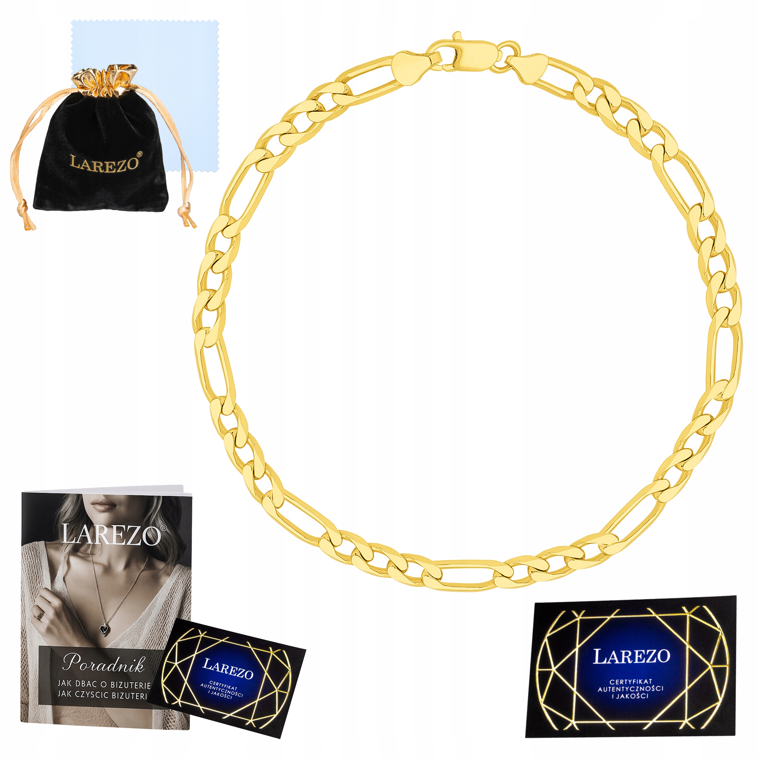 Zlatý náramek Pánský Figaro Plný Silný Tlustý Kovaný 21 cm Italský 3,2 mm