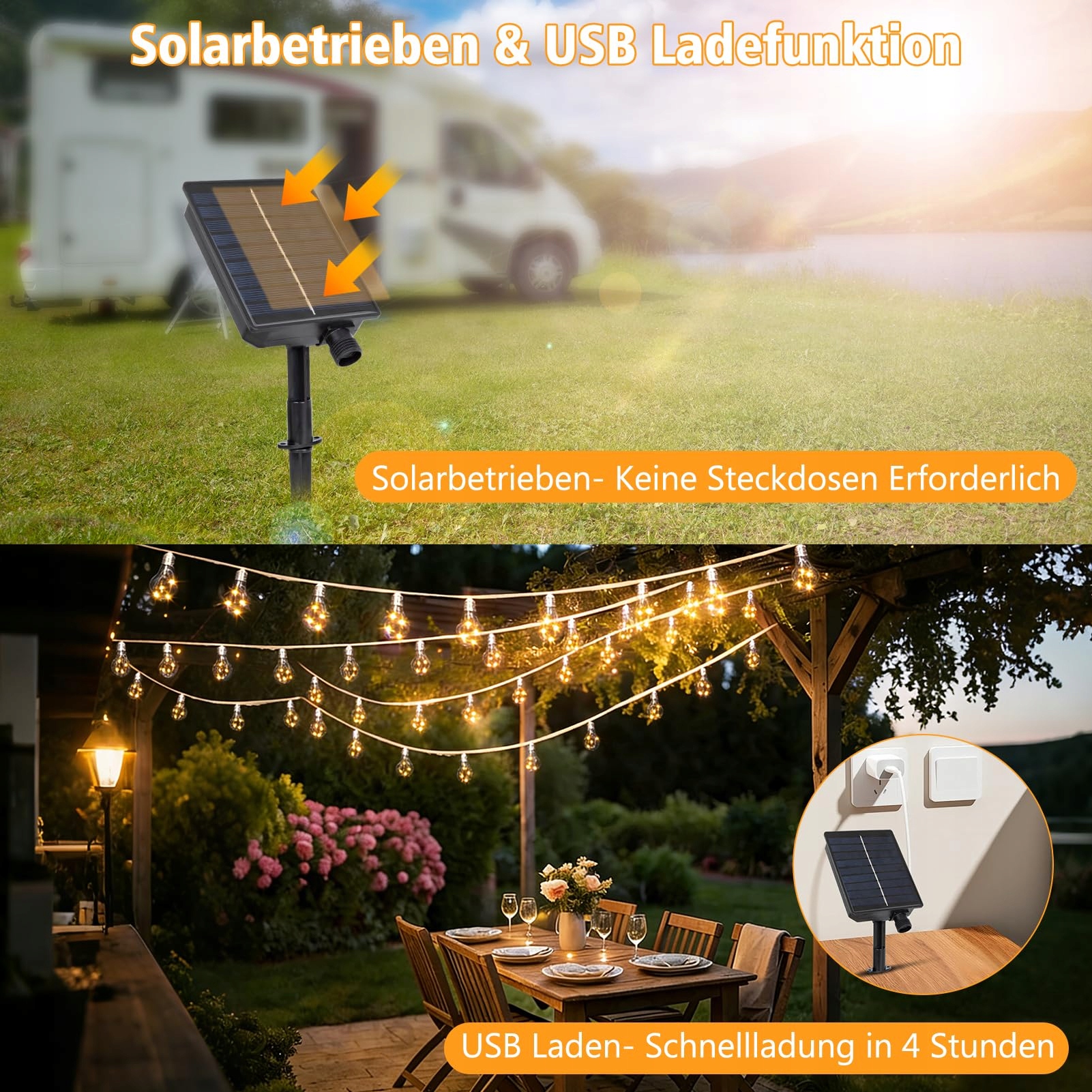 DBFAIRY Solarna Girlanda 10M 20 Żarówek Wodoodporna Timer 8 Trybów — miniatura 3