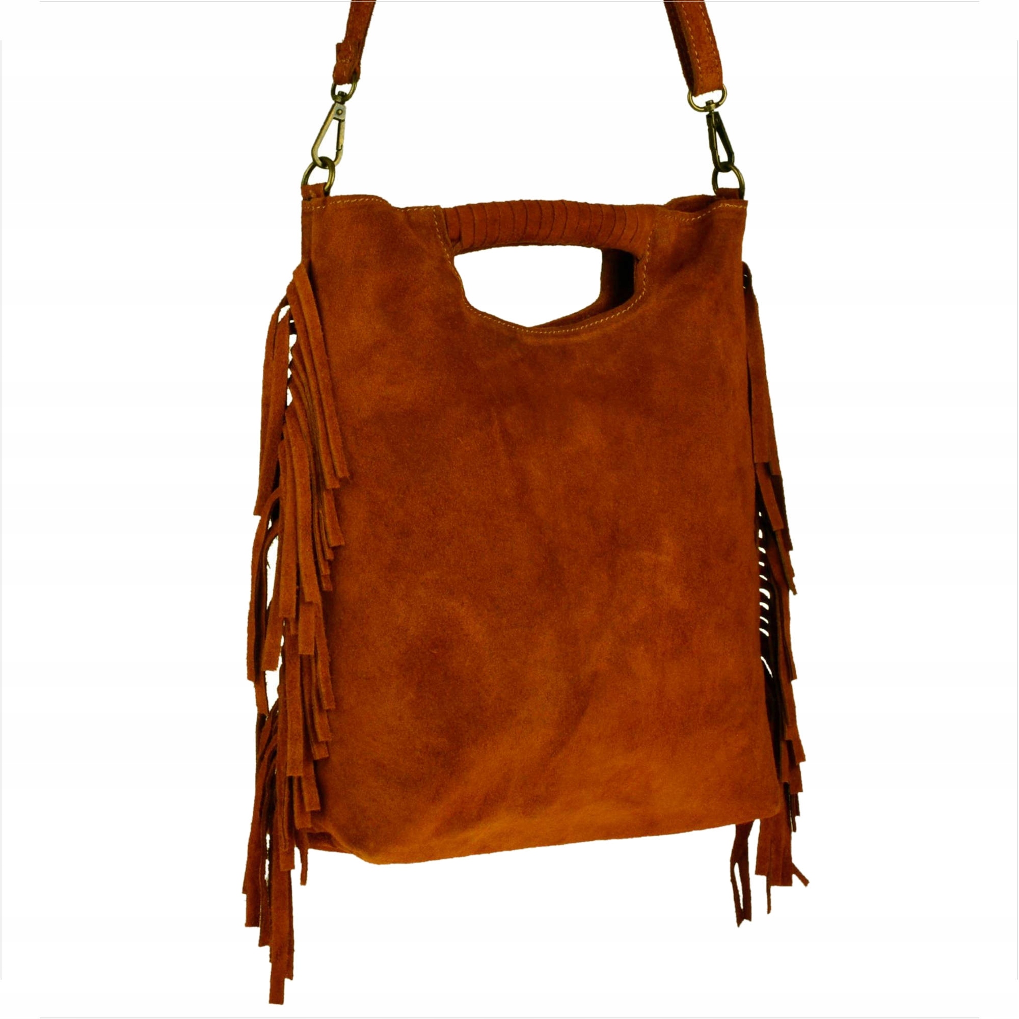 

Borse In Pelle torebka zamsz natur. frędzle camel