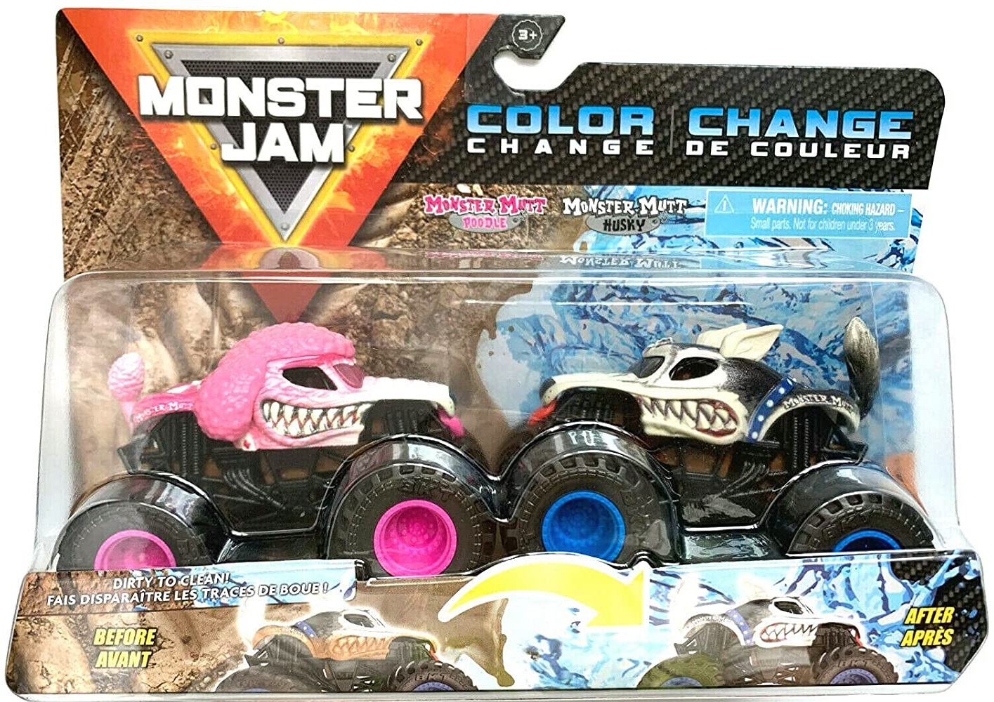 MUTT HUSKY + POODLE Monster Jam 2 Psy Auta dwupak