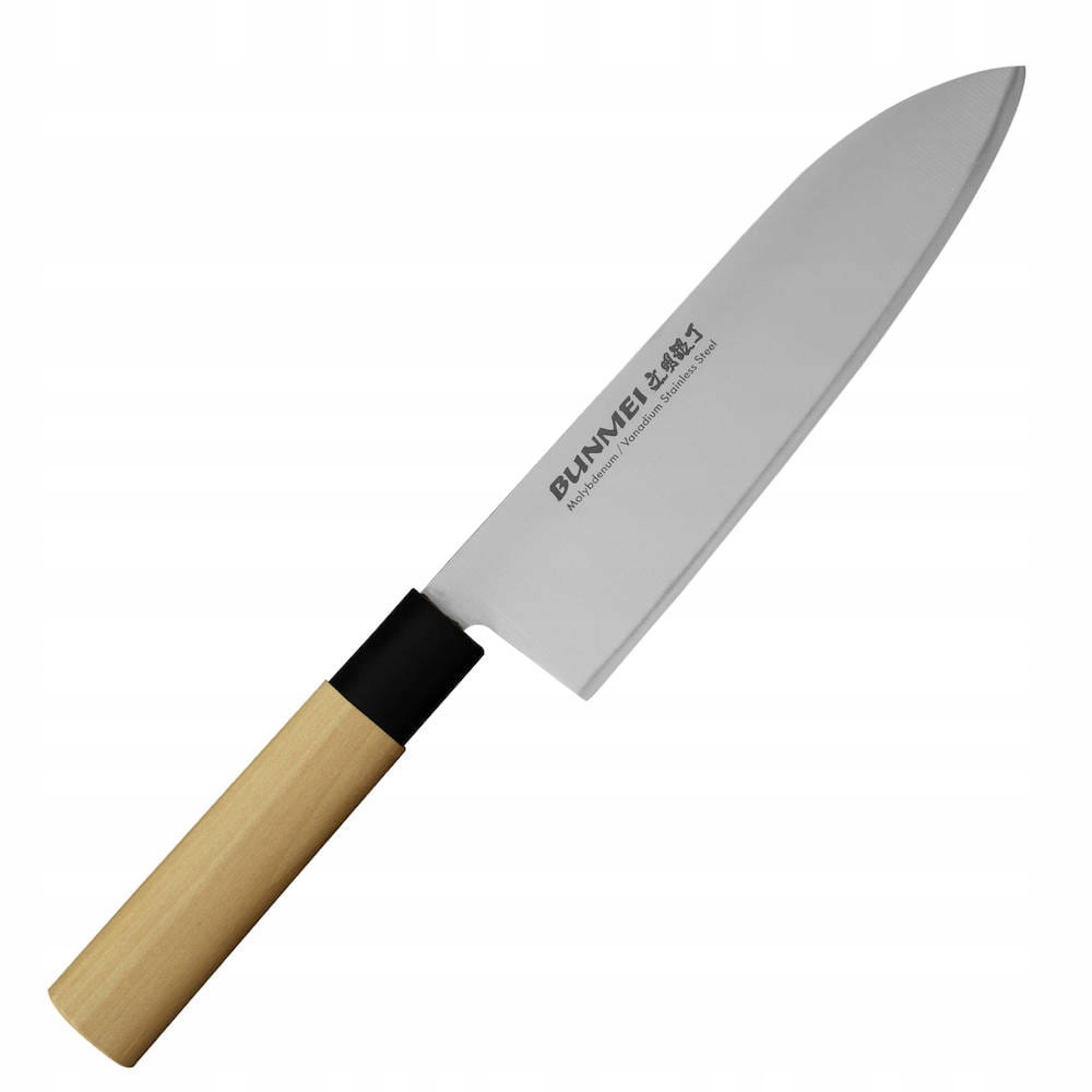 Bunmei Japonský ostrý kuchynský nôž Santoku na zeleninu 56-57 Hrc 18 cm
