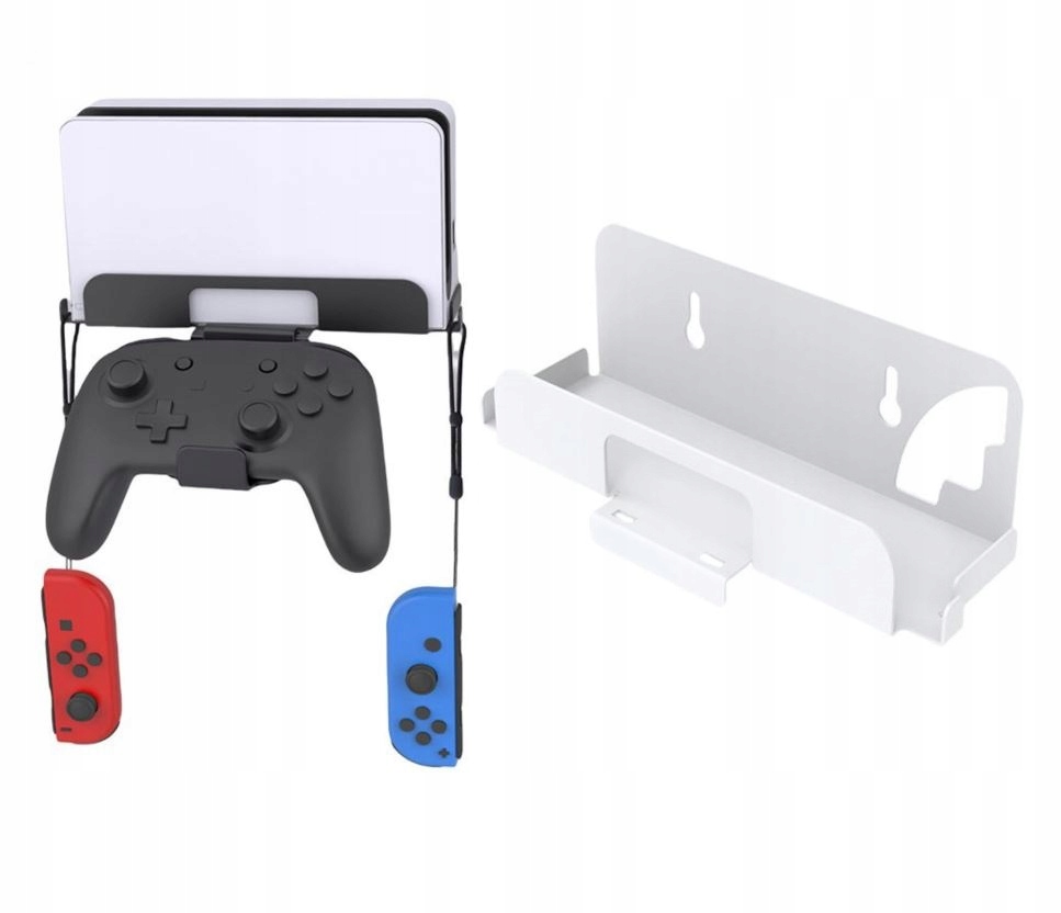 Uchwyt półka wieszak na Ścianę + Hak NS PRO Nintendo Switch /NS OLED Biała