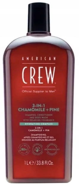 American Crew 3v1 Šampon, Kondicionér a Sprchový Gel Heřmánek 1000 ml