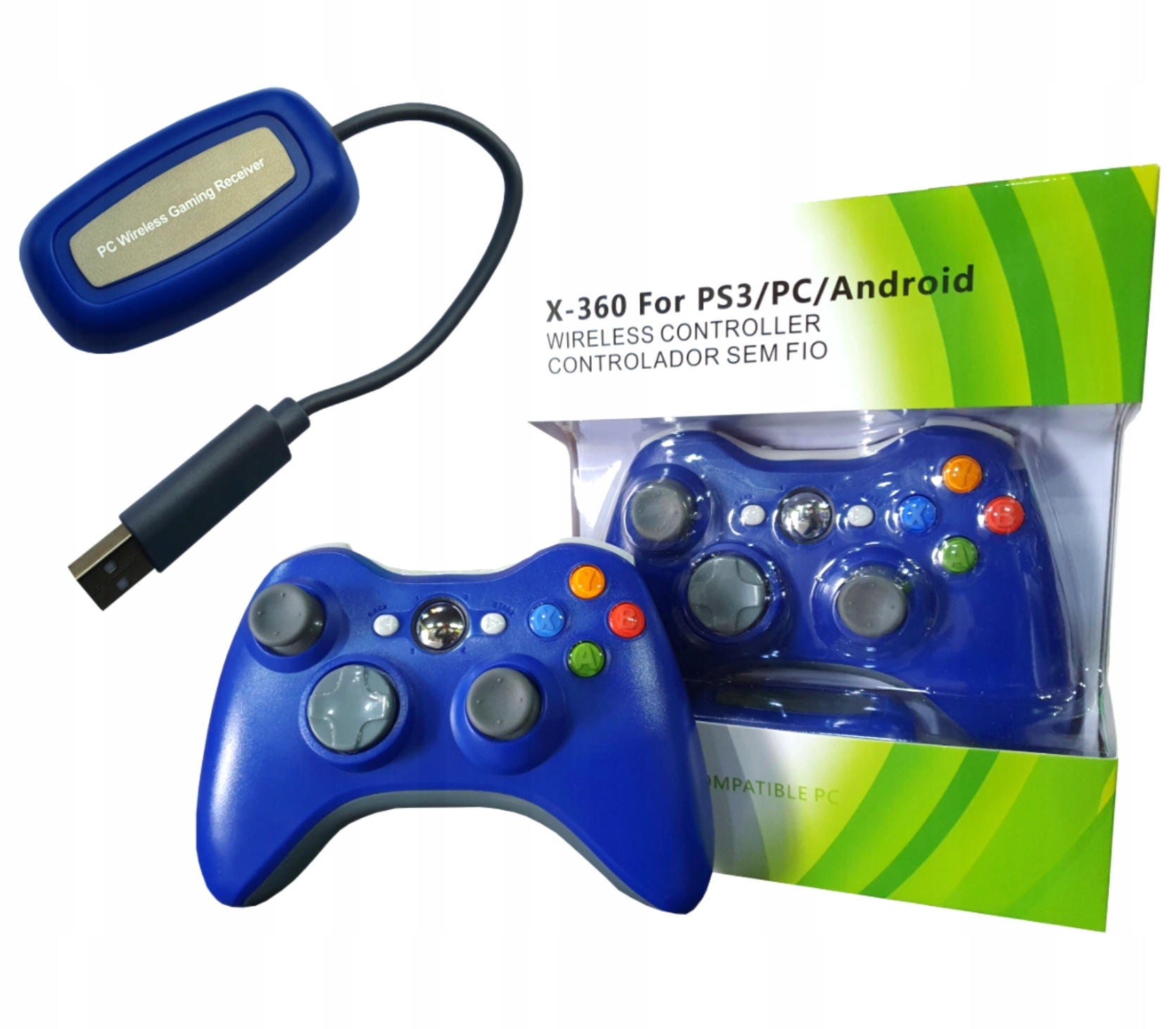 Bezdrátový Ovladač Pro Xbox 360 S Vibracemi, Modrý Pc