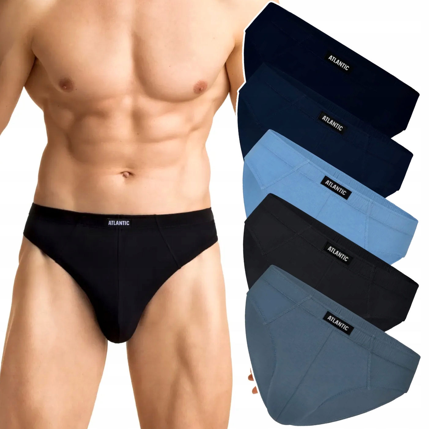 Pánské slipy 5 Par sportovní 100% Bavlna Atlantic 5SMP-002 L