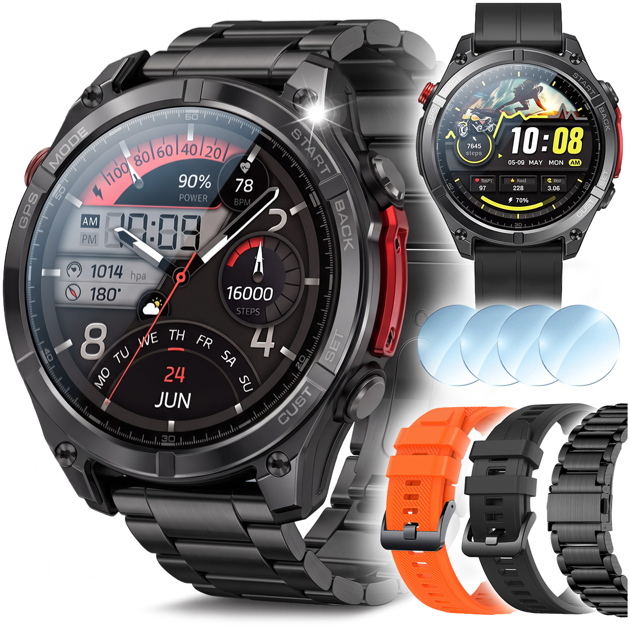 Okosóra Férfi karóra GPS-szel Beszélgetés IP69K Hd Amoled Menü Pl Smart Watch