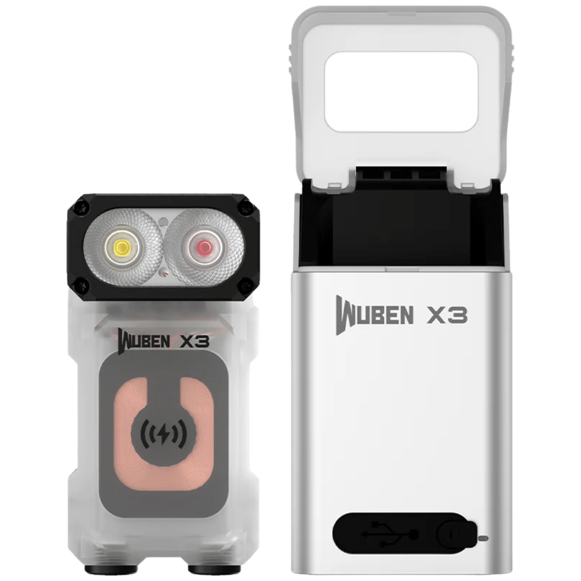Wuben X3 White latarka 700 lm, aluminiowa skrzynka ładująca, biała