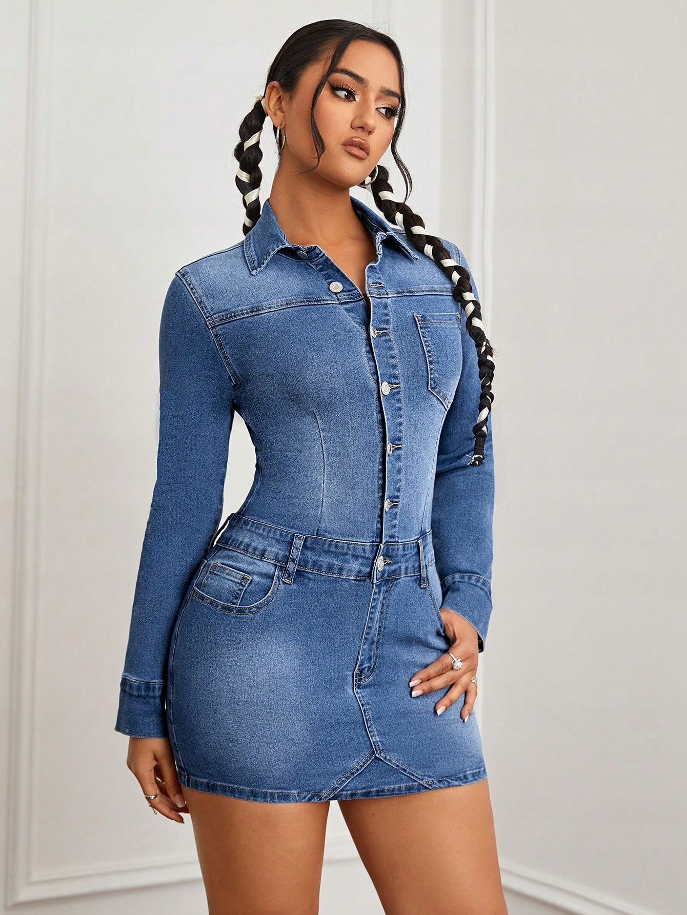 Šaty Přiléhavé S Dlouhým Rukávem Casual Shein S 36