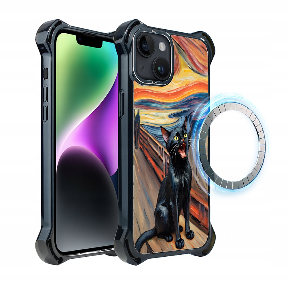 Pouzdro Ibizu DropGuard Ultra s MagSafe na iPhone 14 Plus, kočičí křik