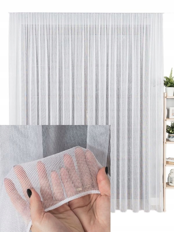Záclony Biela š350x140 Sieťová štruktúra Záclona Štýl Lill Všitá páska Drak