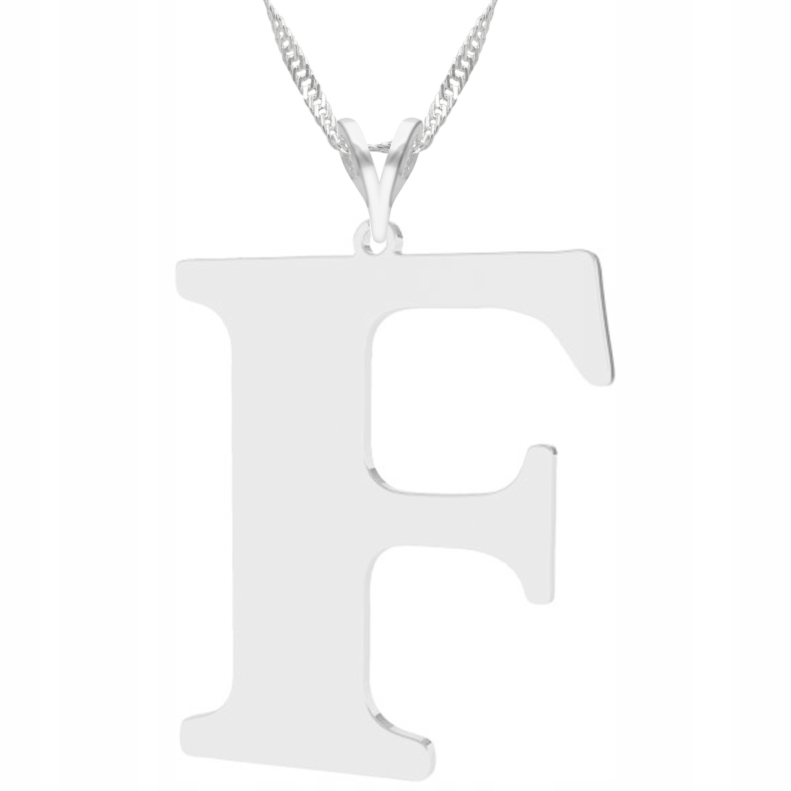 Stříbrný náhrdelník s písmenem F Velké písmeno Abeceda Plech Jméno Stříbro 925