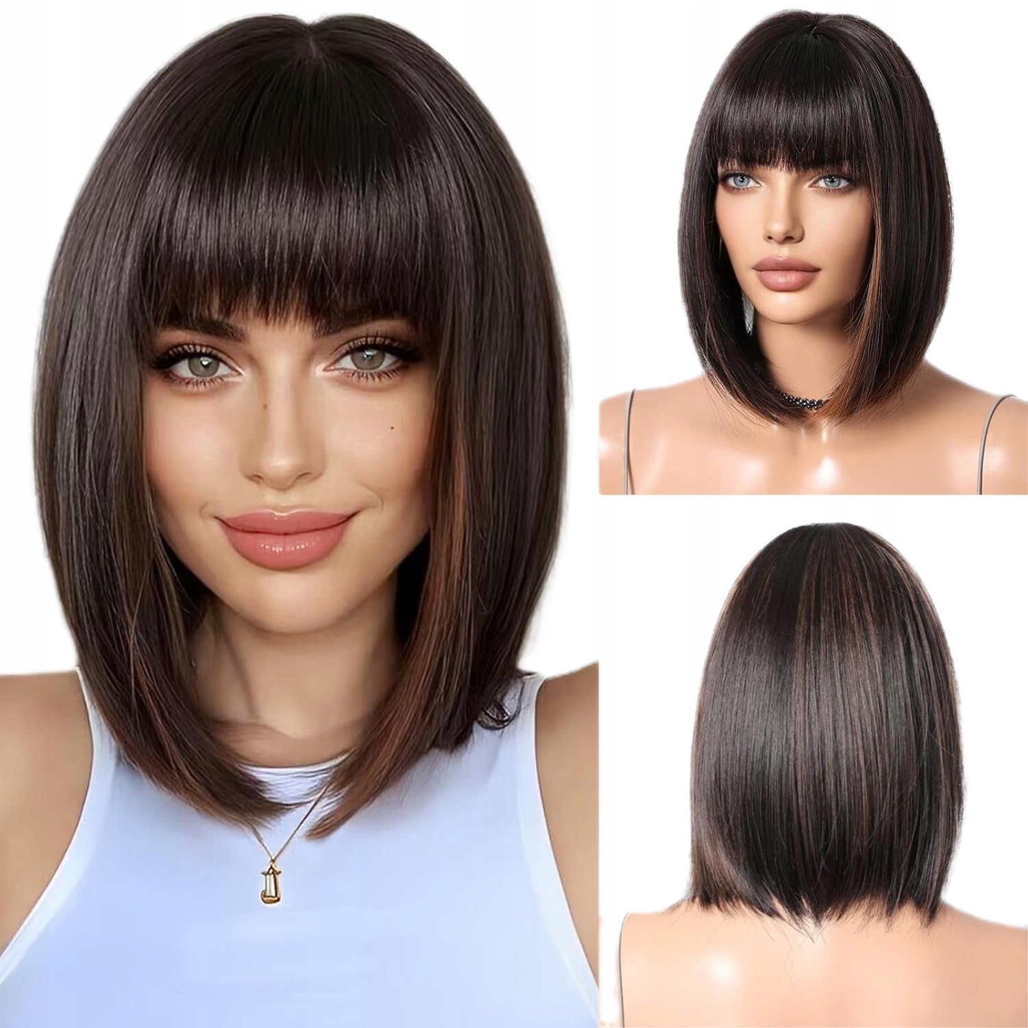 Dámská paruka Paruky Smíšený Bronz Krátké Vlasy Přírodní 36cm s Hřívou