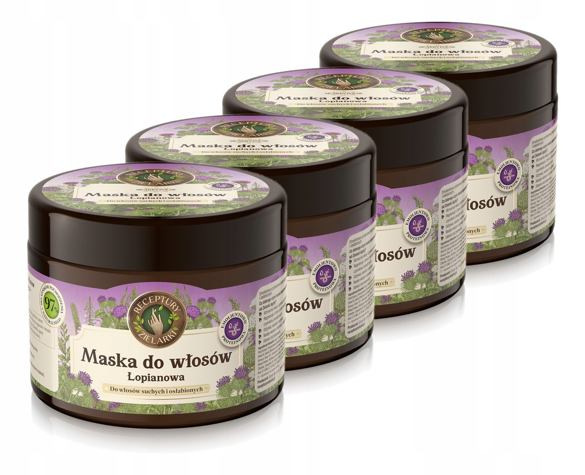 Receptury Bylinná lopuchová maska pro suché a oslabené vlasy 4x300 ml