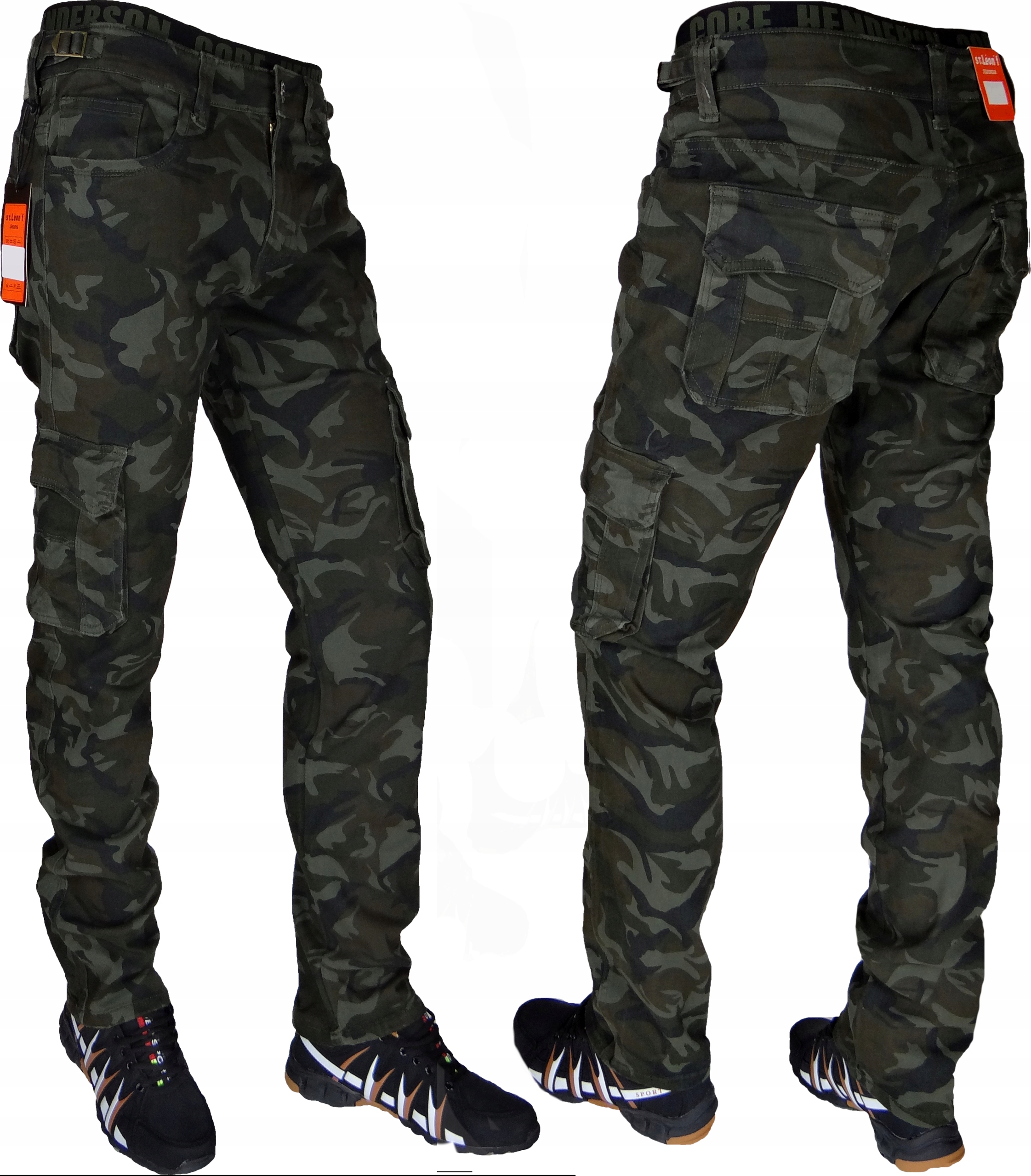 Spodnie Bojówki Brązowe Moro Rozciągliwe W33L30 Są Inne Rozmiary