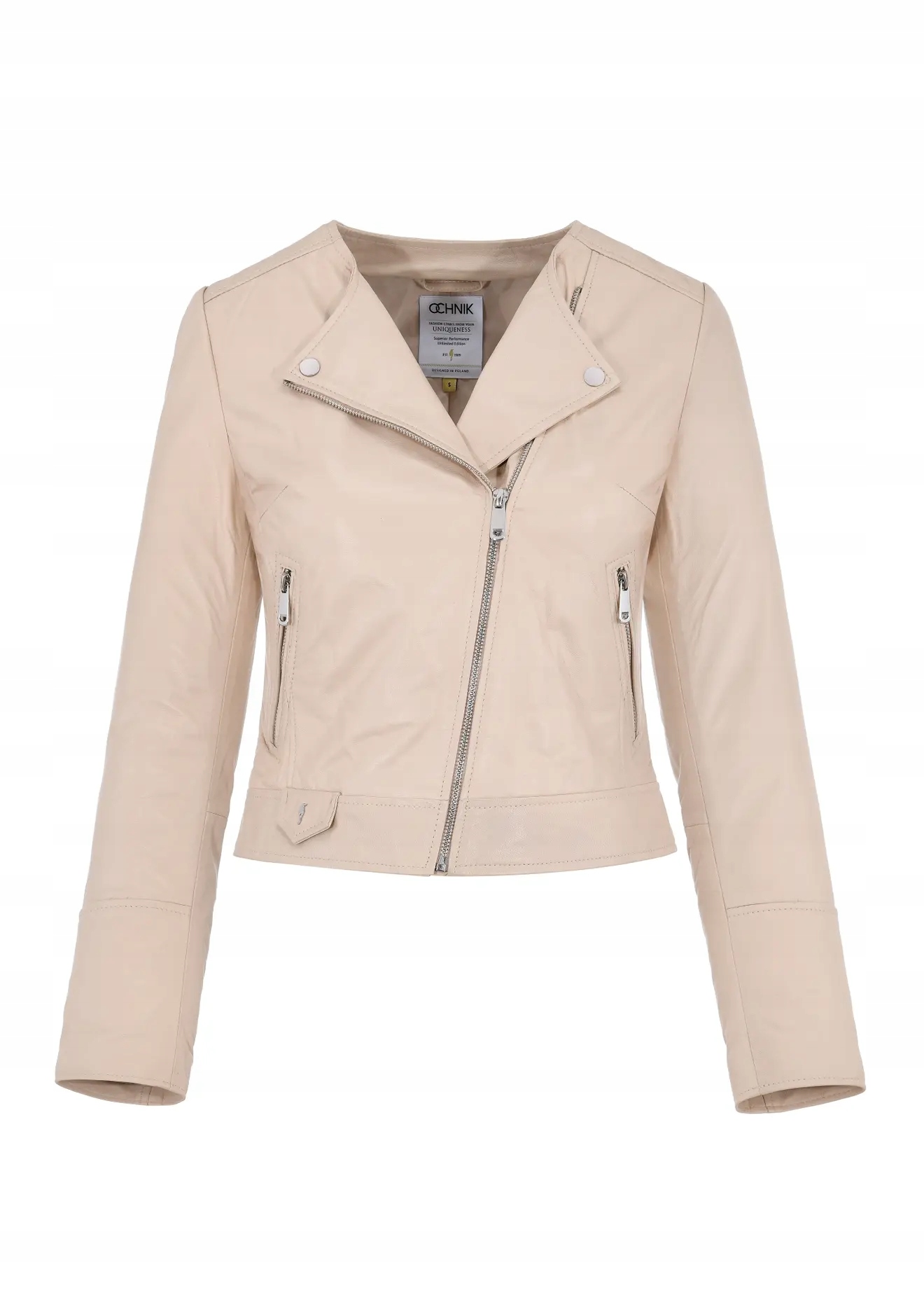 Kožená Béžová Ramoneska KURDS-0273-1365 (W24) velikost S