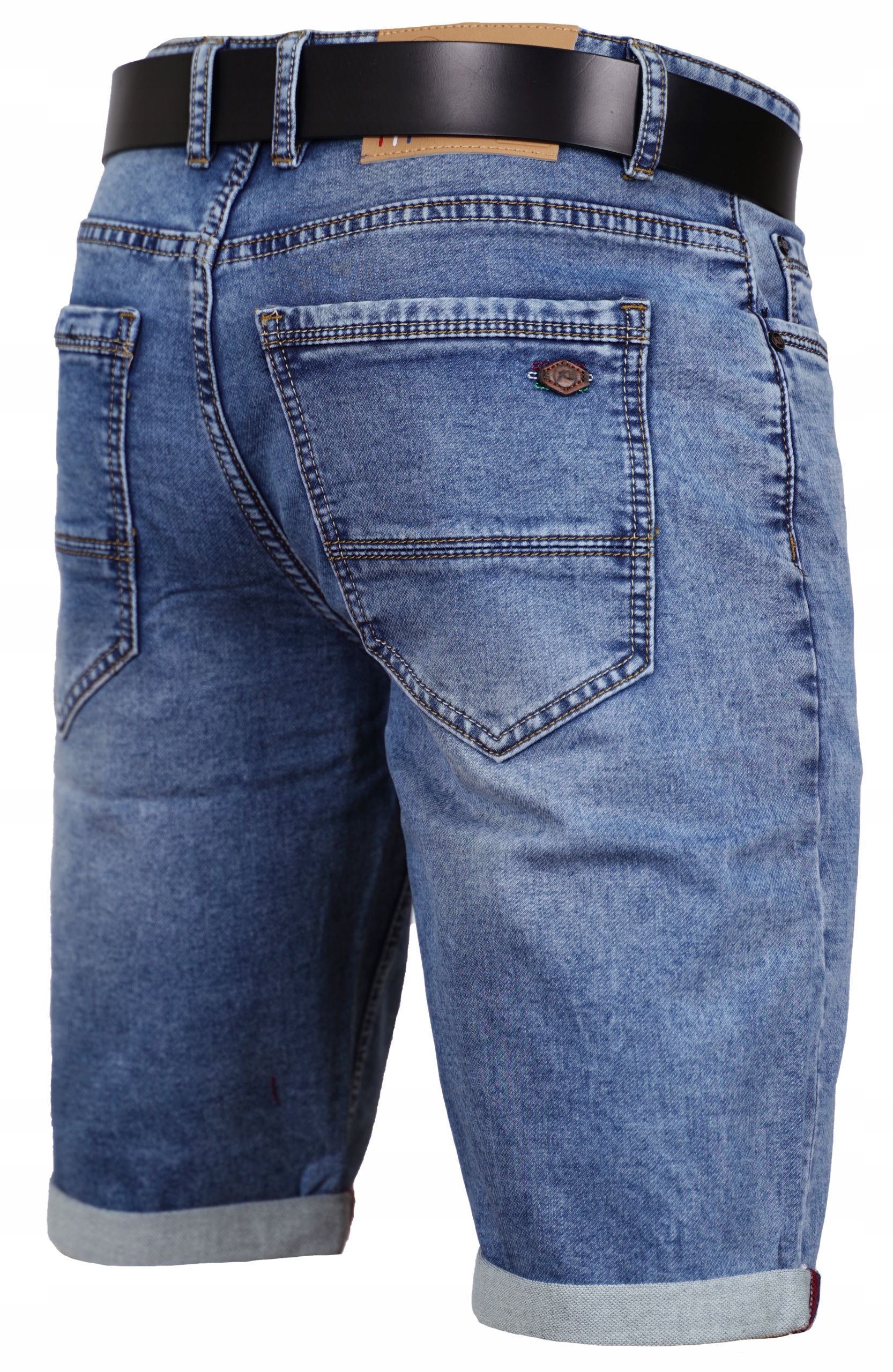 Krótkie spodenki męskie jeansowe szorty na lato dżins jasne niebieskie W40