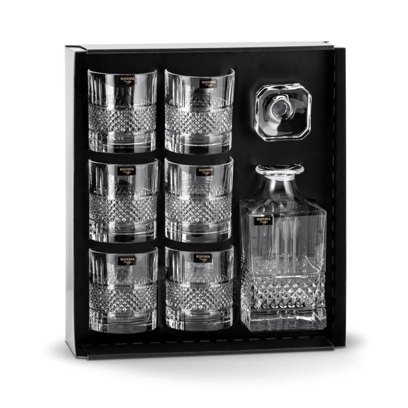 Křišťálový set na whisky Bohemia Elegante 6+1