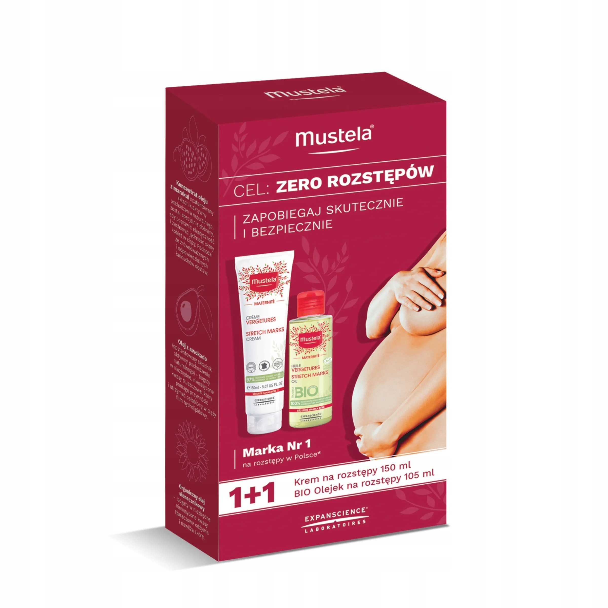 Mustela Zestaw Krem na rozstępy 150 ml Olejek na rozstępy 105 ml