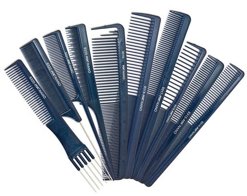 Fox Nano Sada Profesionálních Kadeřnických Hřebenů Na Stříhání Vlasů