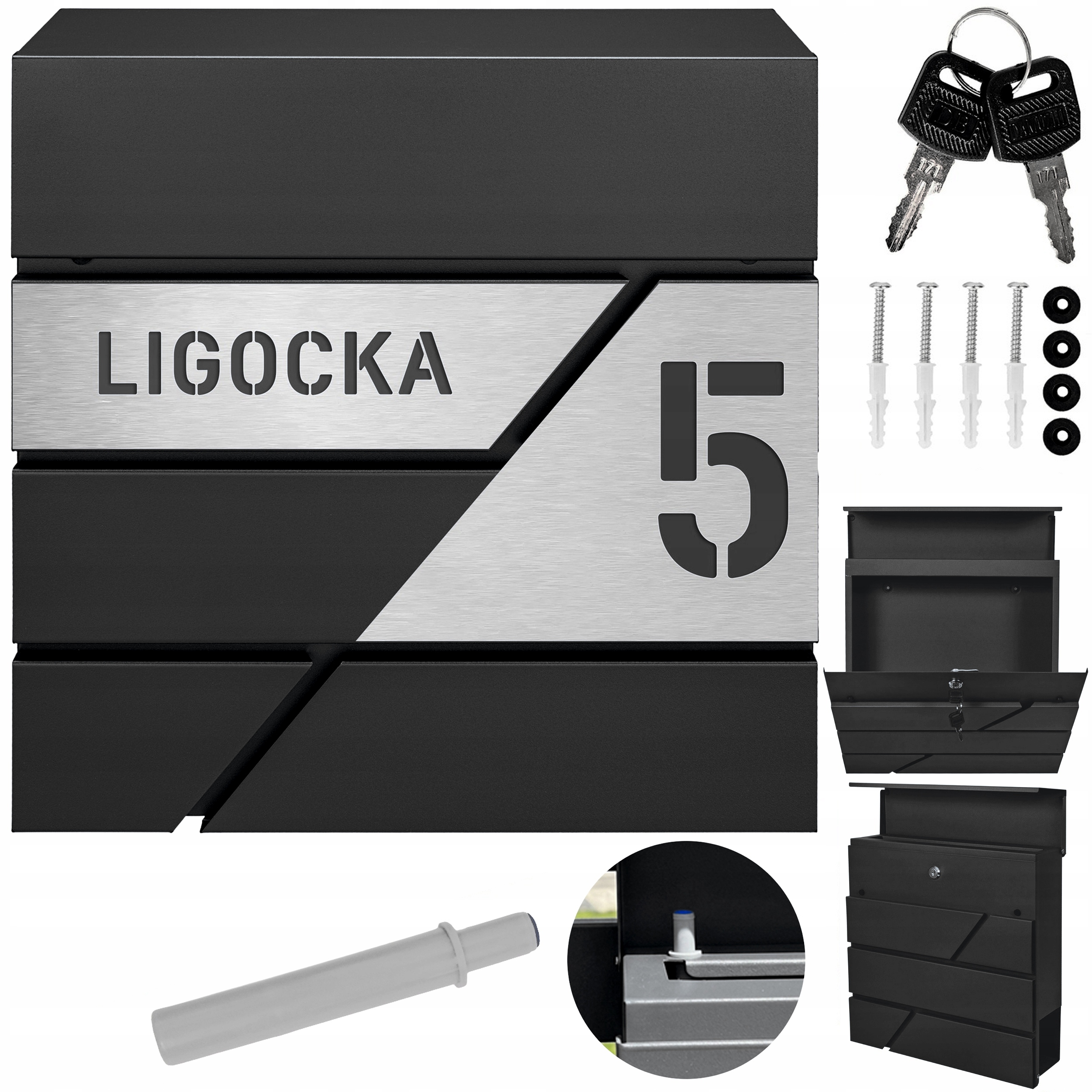 Antracitová Poštovní Schránka Modern Na Dopisy S Laminátem, Velká Adresa