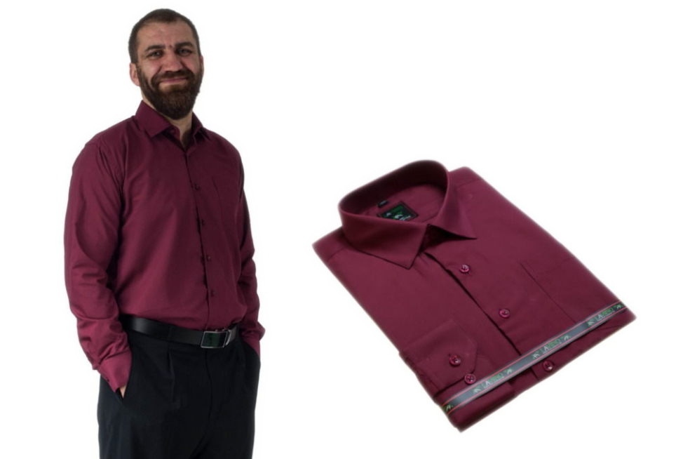 45/46 - 2XL/3XL Koszula męska do garnituru czerwon Fason regular