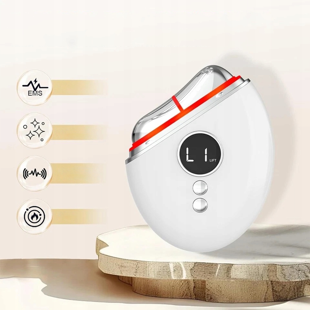Přístroj Pro Masáž Obličeje Ems Gua Sha Led Světelná Terapie 3 Režimy