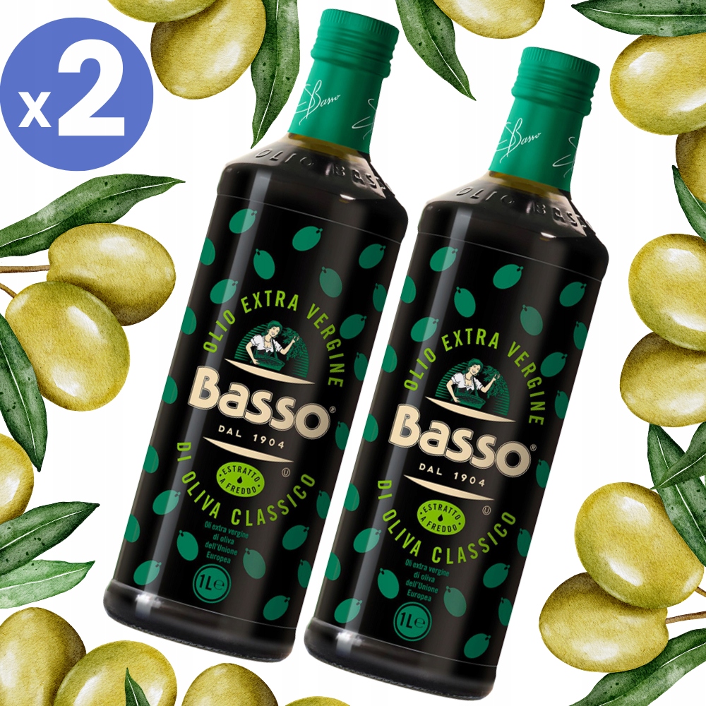 2x Włoska oliwa z oliwek z pierwszego tłoczenia extra vergine 1000 ml Basso